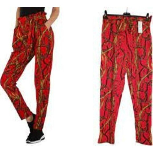 Fashion Design Women’s Print Pants Size XL/XXL, Red - Picture 2 of 8